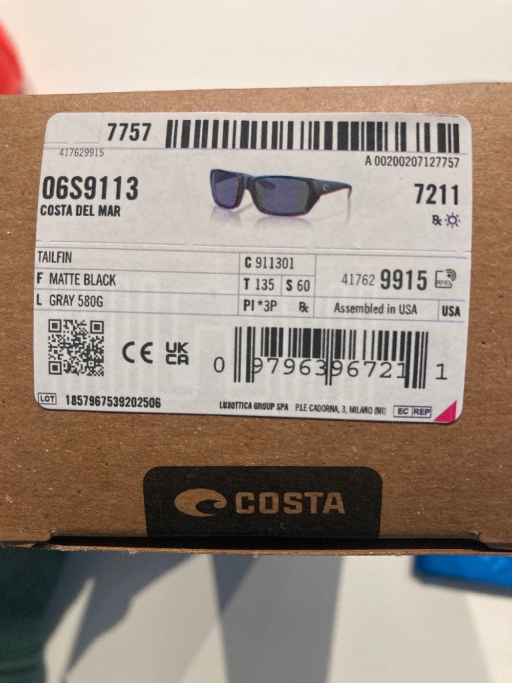 NWT Men’s Costa Tailfin Sunglasses